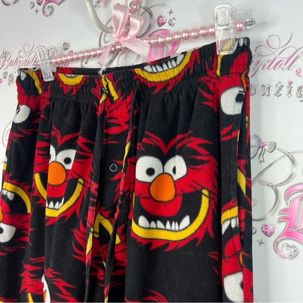 Disney pj bottoms muppets fleece warm cozy soft Black and Red Pajama Pants - Picture 4 of 7